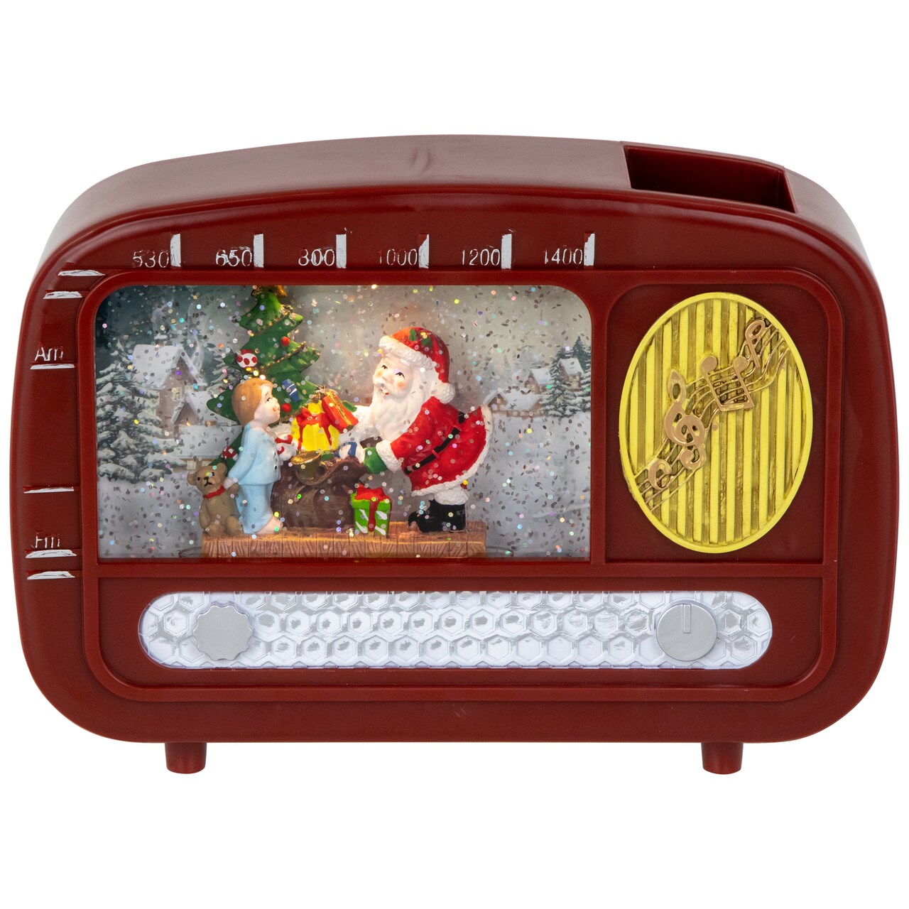 Northlight 8.75&#x22; LED Lighted &#x22;Santa Sighting&#x22; Retro Radio Christmas Snow Globe